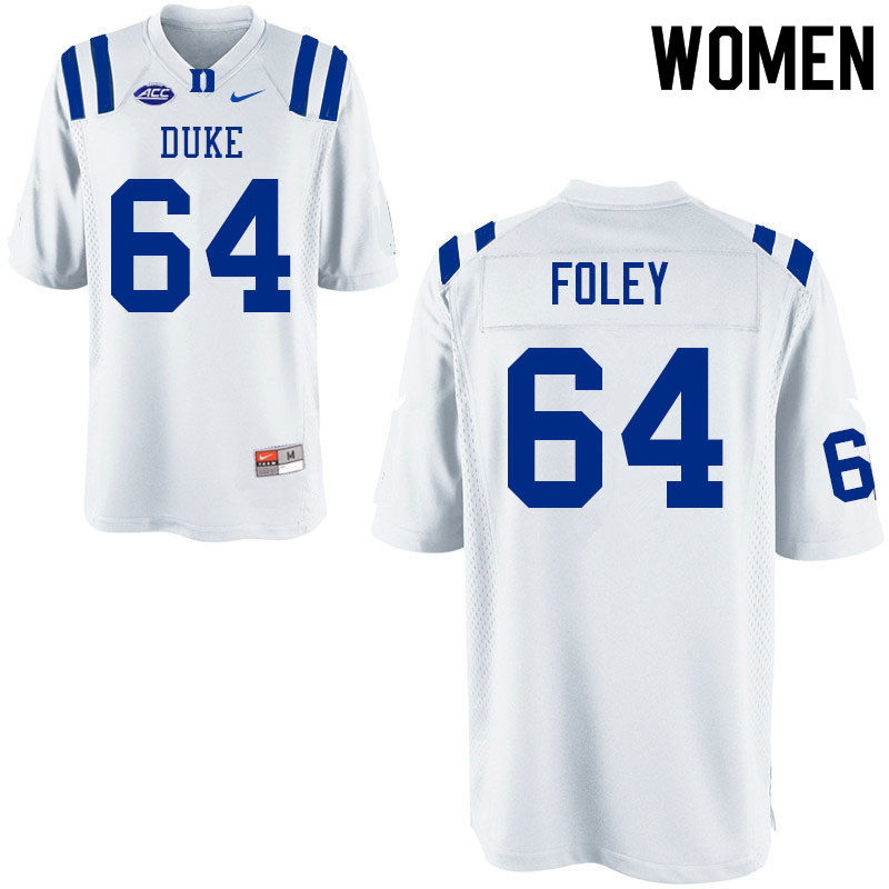 Women #64 Brian Foley Duke Blue Devils College Football Jerseys Sale-White - Click Image to Close
